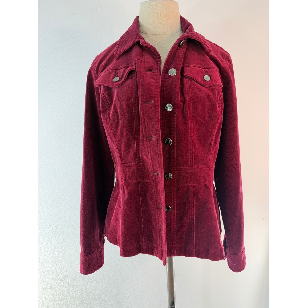 Vintage 90s Crazy Horse Liz Claiborne Red Corduroy Shacket Jacket Womens Medium